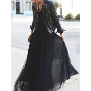 Loose Solid Empire Pleated Skirt