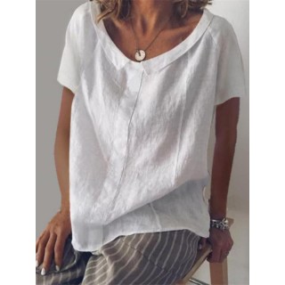 Casual Solid Round-neck T-shirt