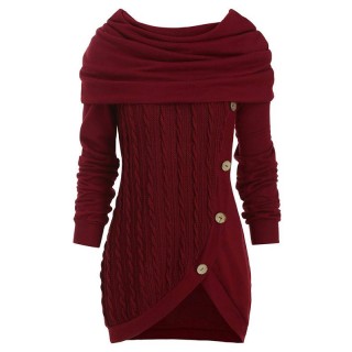 Casual Solid Heaps Collar Sweater Tops