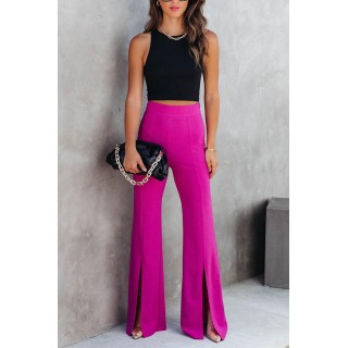 Casual Daily Solid Slit Straight High Waist Type H Solid Color Bottoms
