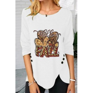 Casual Daily Letter Printing O Neck Tops(3 Colors)