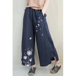 Casual Print Patchwork Loose Mid Waist Wide Leg Positioning Print Bottoms