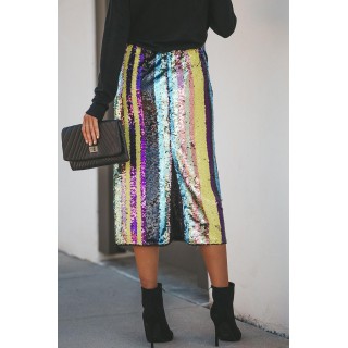 Casual Print Sequins Straight Straight Full Print Bottoms