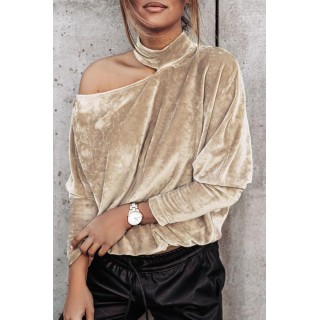 Casual Elegant Solid Hollowed Out Split Joint Half A Turtleneck Tops